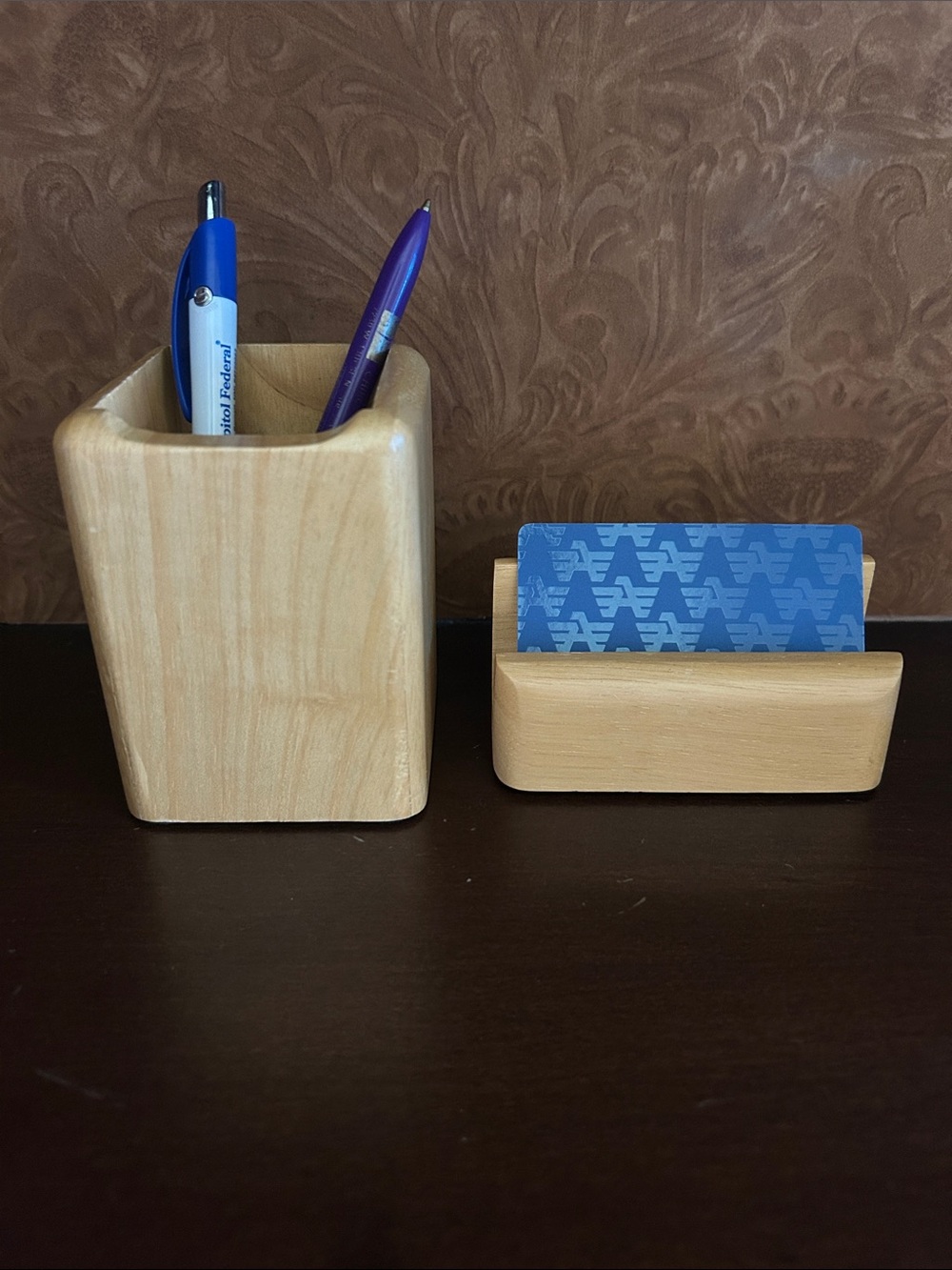 Vintage Wood Office Desk Set